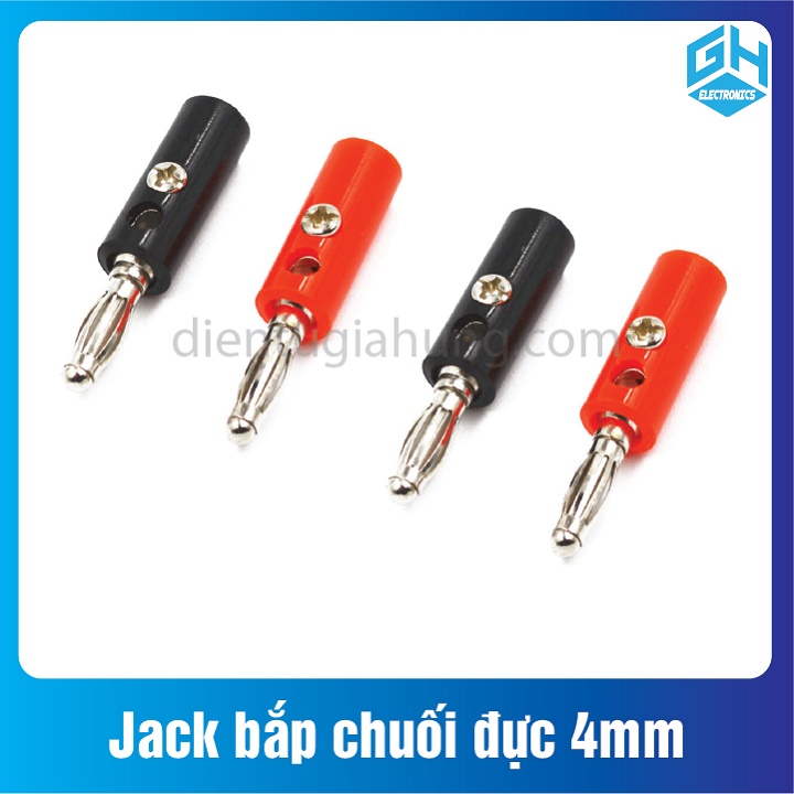 Set 2 cặp Jack bắp chuối đực 4mm đen đỏ
