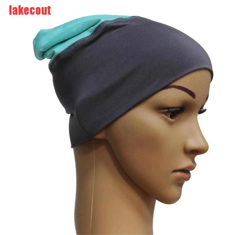 {lakecout}Muslim cross bottoming cap head hot drilling lace turban Muslim contrast color modal cap BZT