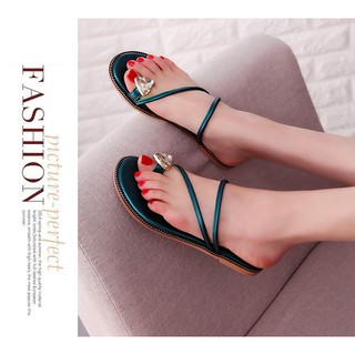 Sandal Nữ Đính Đá Kiểu Dáng Hàn Quốc (Đủ màu: Xanh, Đen, Trắng)