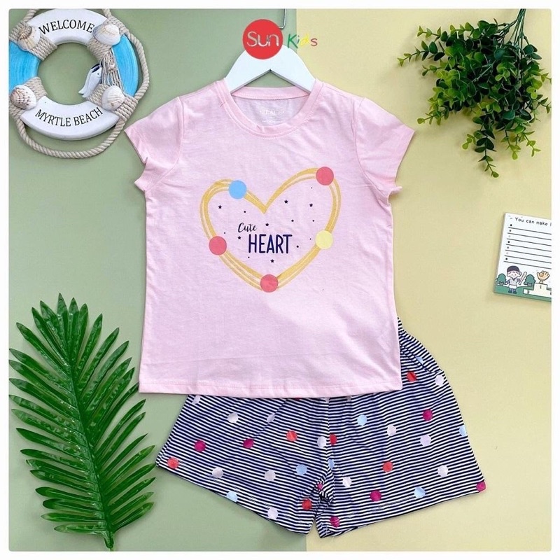 Đồ bộ thun bé gái, đồ bộ trẻ em chất cotton, có nhiều màu, size 4-14 tuổi - SUNKIDS1