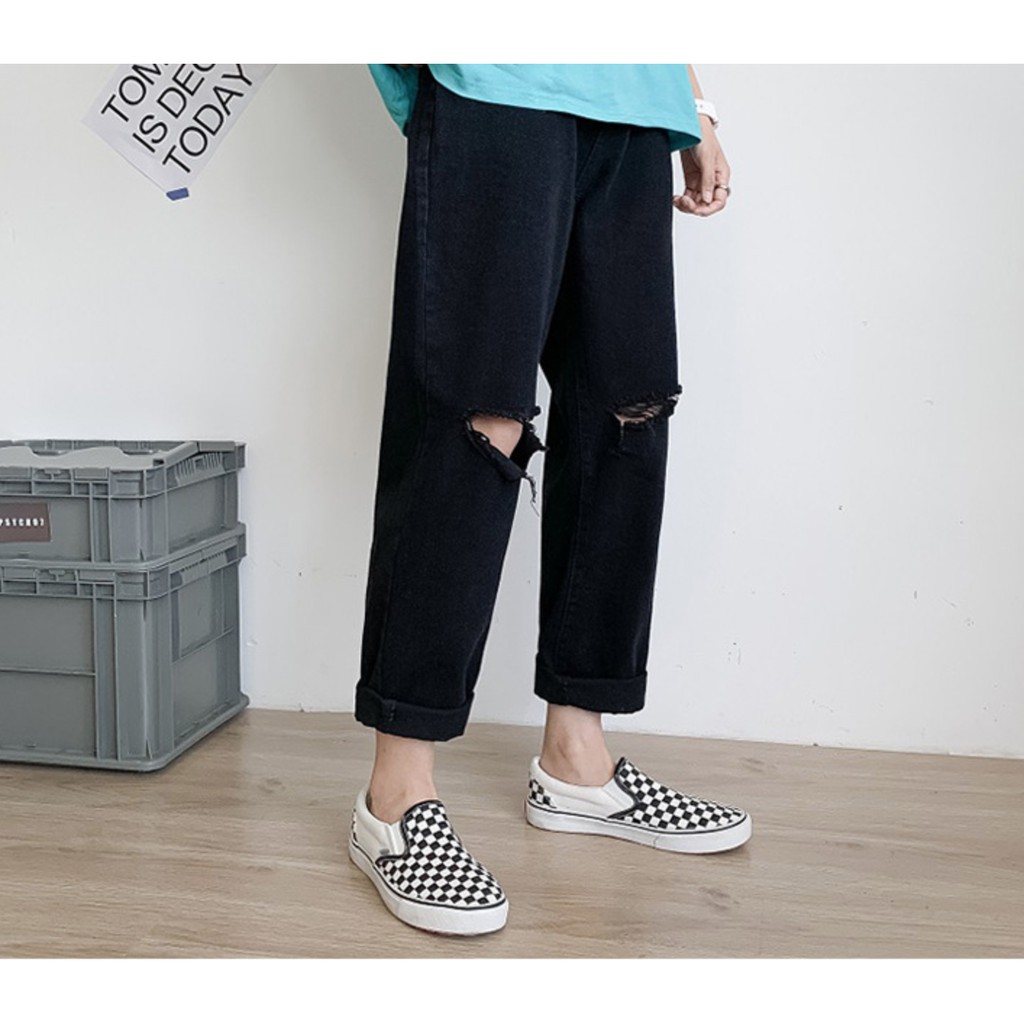 QUẦN BAGGY RÁCH GỐI ĐEN -Đổi trả free nếu không ưng hoặc hàng lỗi | BigBuy360 - bigbuy360.vn