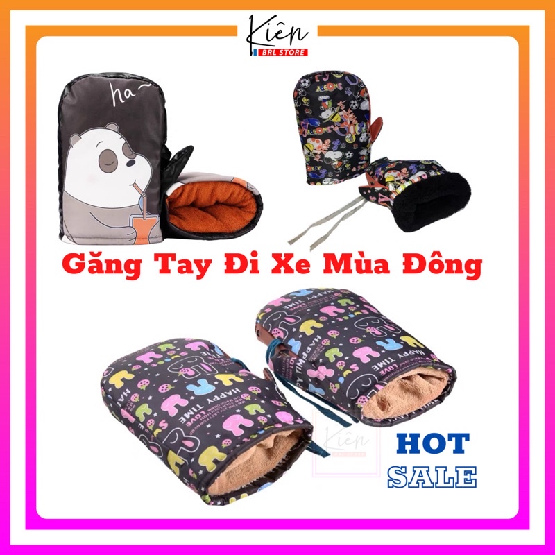 Găng Tay Đi Xe Máy Mùa Đông - Lớp Ngoài Vải Gió Chống Mưa,Bụi Bẩn,Lớp Trong Lót Bông,Nỉ Giữ Nhiệt