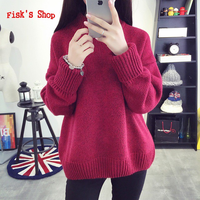 Áo len cao cổ form rộng