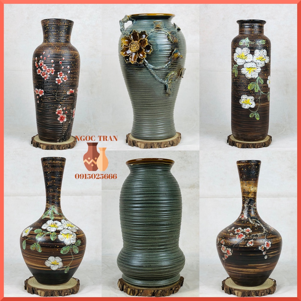 Bộ sưu tập Bình gốm ,Lọ hoa men mộc cắm phòng khách,decor nhà cửa - Gốm sứ làng cổ Bát Tràng-tiệm gốm Ngọc Trân