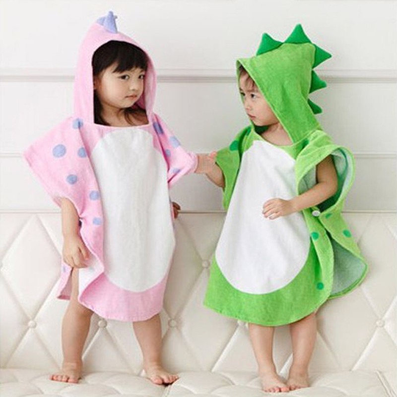 Áo choàng tắm có nón thiết kế khủng long đáng yêu cho bé