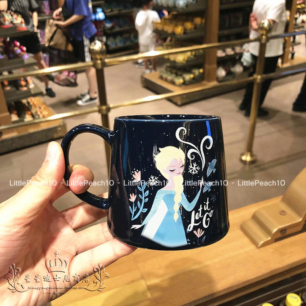 Ly sứ cốc sứ Disney cao cấp chính hãng có quai cầm tay Elsa Anna Frozen và Stitch cho nam và nữ