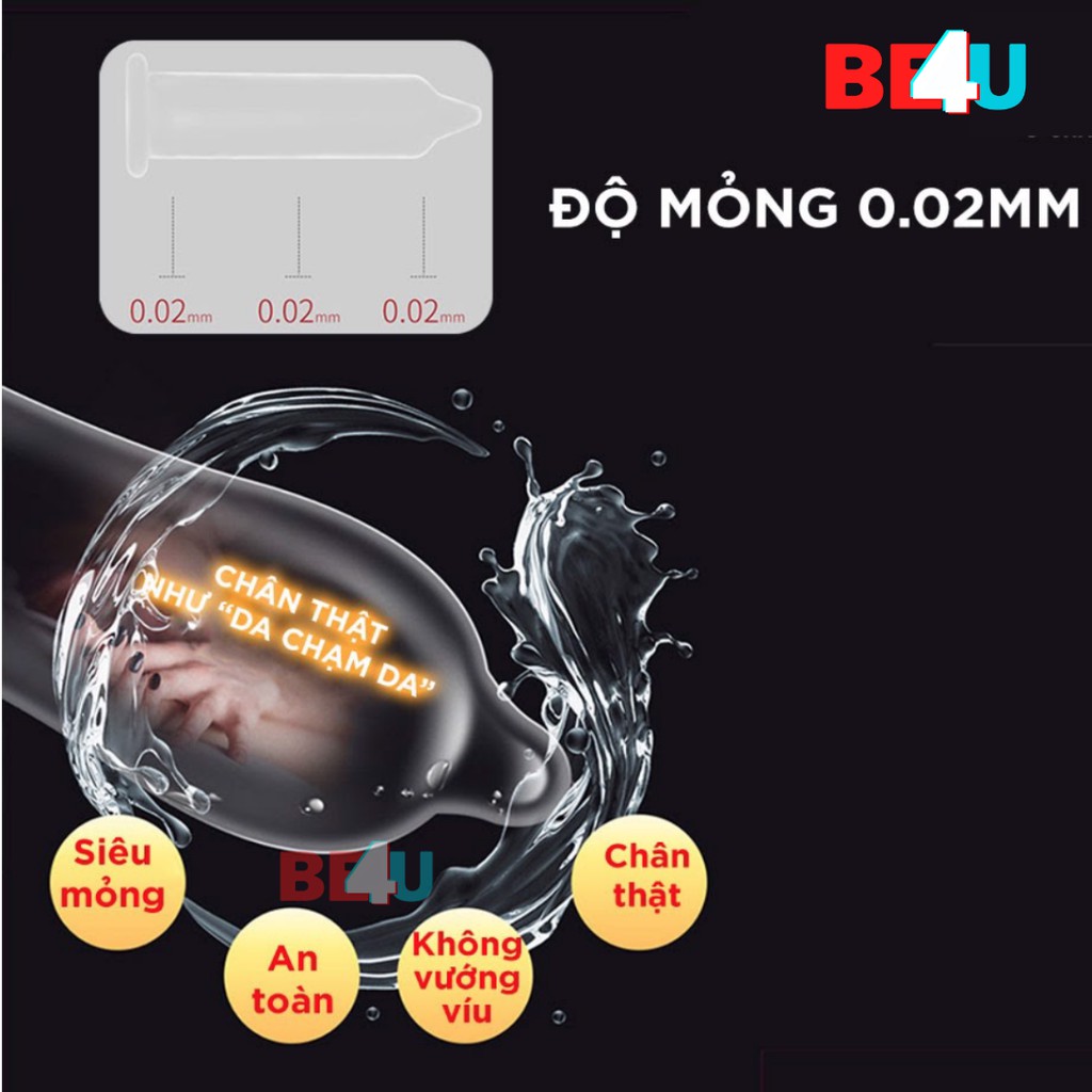 Bao cao su Sagami 0.02 mm siêu mỏng size lớn 55mm Hộp 1 cái bcs siêu mỏng Non Latex - Chính Hãng – Be4u