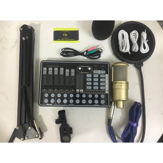 Bộ Thu Âm Livestream Mic AQ-220 Sound card H9 có autotune- Tặng dây live 3 màu