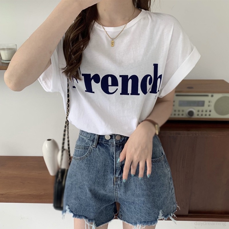 Áo Thun Nữ Ngắn Tay Cổ Tròn Thời Trang Hàn