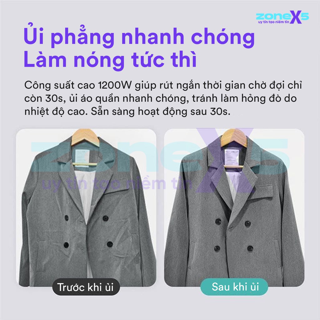 Bàn ủi hơi nước Xiaomi Mijia - Công suất 1200W, làm nóng 30s, ngăn chứa nước lớn, thiết kế đứng