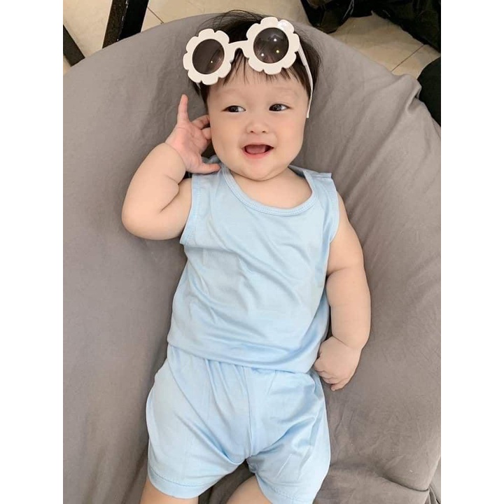 Bộ cộc tay ba lỗ MINKY MOM CHÍNH HÃNG trơn cho bé trai bé gái size từ 8 - 28 kg (SP33)