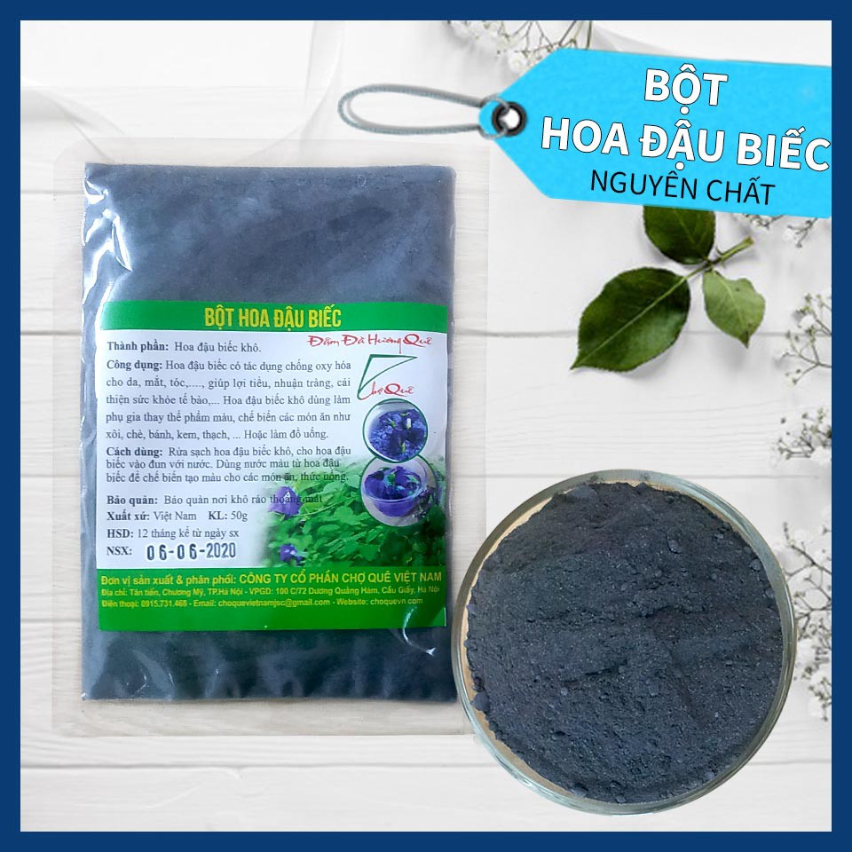 Bột Hoa Đậu Biếc Nguyên Chất Sấy Lạnh 20g/50g/100g chuyên dùng để tạo màu thực phẩm tự nhiên