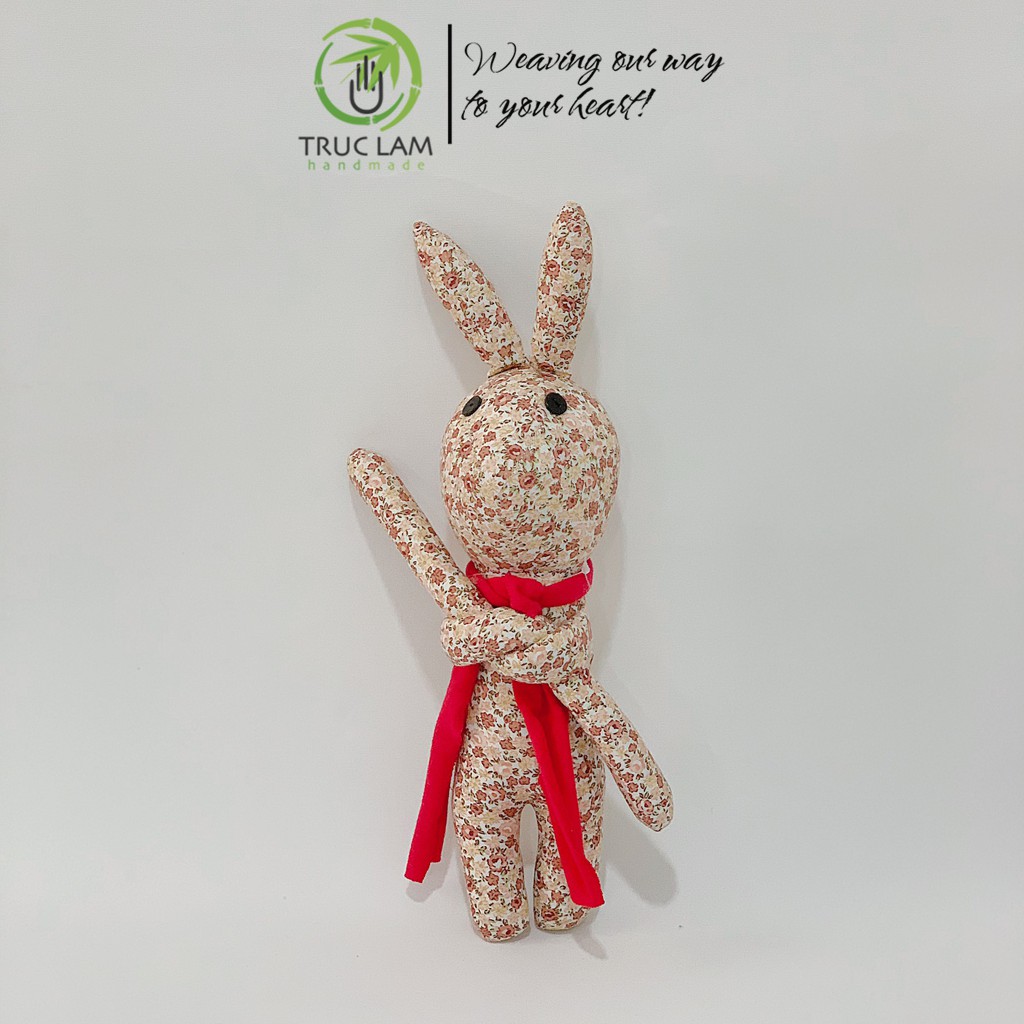 Đồ Chơi Cho Bé Thú Nhồi Bông Hình Con Thỏ Buộc Nơ Vải Hoa Bông Gòn Cao Cấp T4 – Trúc Lâm Handmade