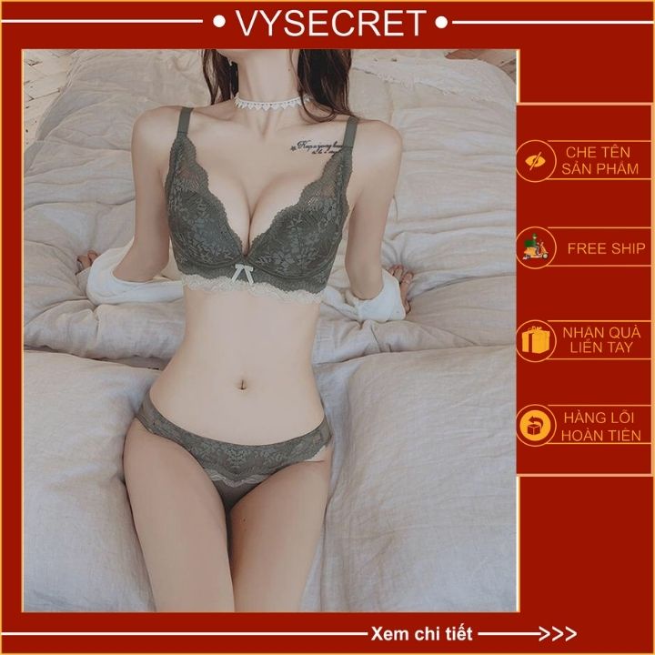 BỘ ÁO LÓT REN 👙 freeship  👙 áo ngực cao cấp nâng ngực mềm mại ,thông hơi,quyến rũ,tạo khe c127