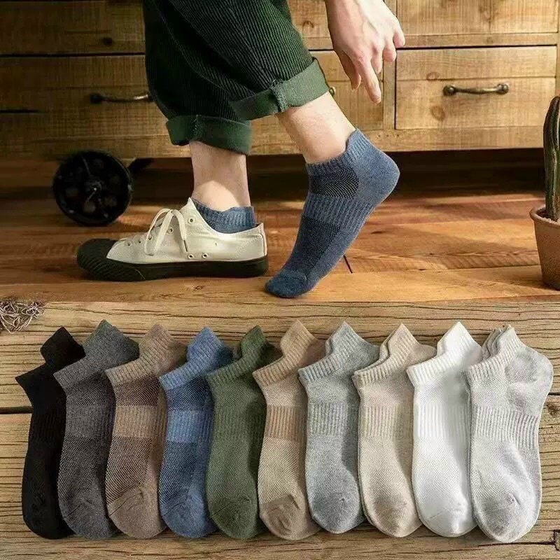 Tất nam mario cổ ngắn lưới thoáng chân set 10 đôi