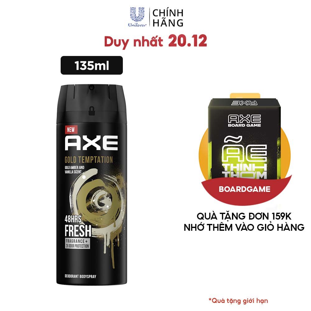 Xịt nước hoa toàn thân dành cho nam AXE Gold Temptation (135ml)