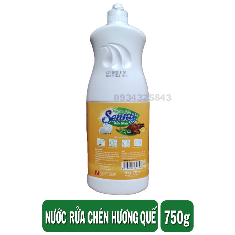 Nước rửa chén Senny 750g Hương Quế tự nhiên