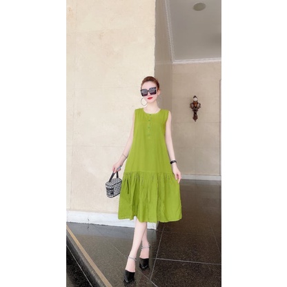 Váy lanh lụa màu sát nách đuôi cá