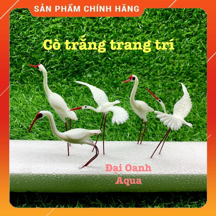 Cò nhựa mini trang trí tiểu cảnh tiểu cảnh terrarium, hồ cá, bể cá, hòn non bộ, sân vườn