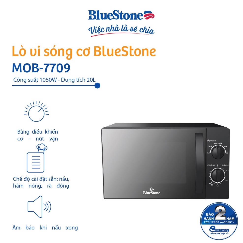 Lò vi sóng BlueStone MOB-7709, Dung Tích 20L, Bảo Hành Chính Hãng 2 Năm