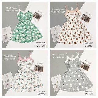 Váy ngủ 2 dây lụa latin dễ thương, đồ ngủ chất liệu cao cấp, váy ngủ mặc nhà siêu dễ thương và mát mẻ