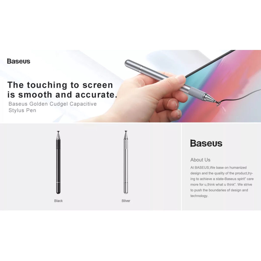 Bút cảm ứng Baseus kiêm bút bi dùng cho điện thoại, máy tính bảng 2 trong 1 Baseus Golden Cudgel Capacitive Stylus Pen