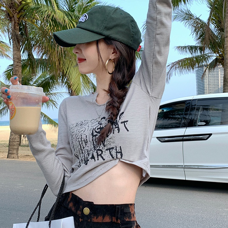 Áo Thun Dài Tay Cổ Chữ V Màu Trơn Thời Trang Cho Nữ