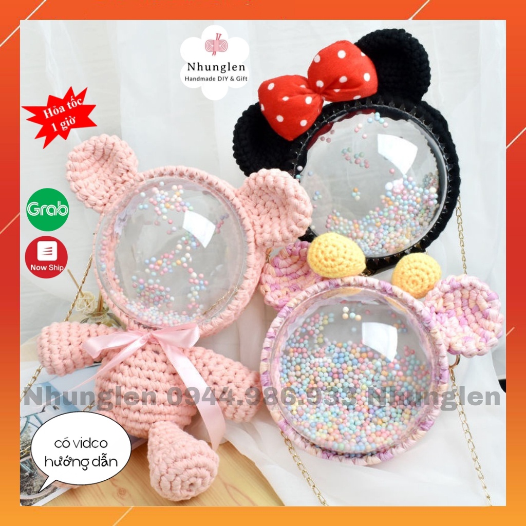 HÀNG CÓ SẴN - SET FULL NGUYÊN LIỆU ĐAN TÚI GẤU LEN SIÊU HOT Nhiều Mẫu Dễ Thương