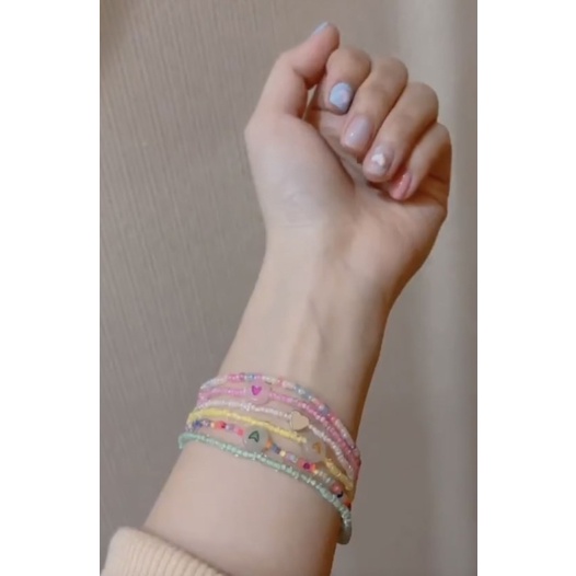 Vòng tay/ vòng chân sợi co giãn hình trái tim