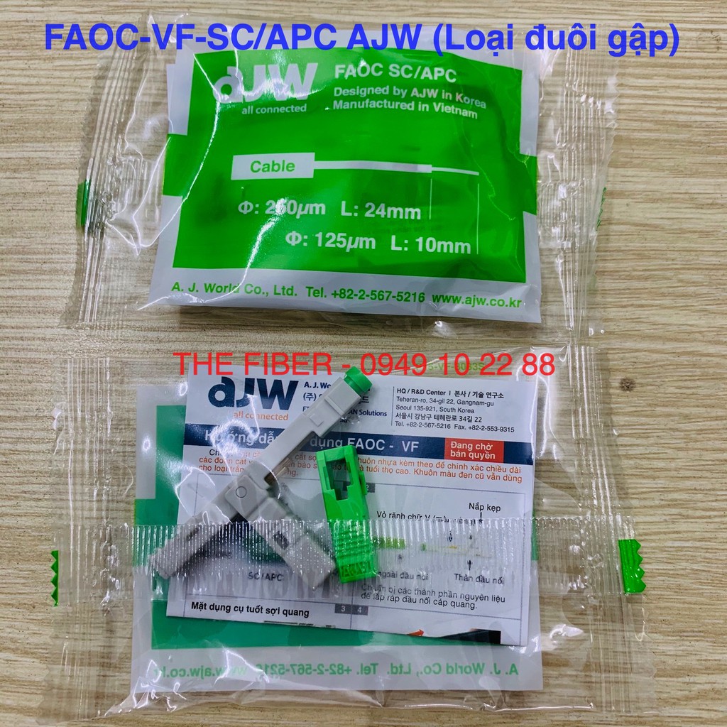 Đầu nối quang nhanh Fast Connector SC APC AJW AJW-FAOC-VF-SCAPC (Loại đuôi gập)