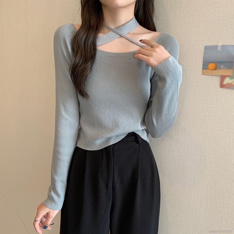 Áo thun nữ tay dài trễ vai thời trang quyến rũ