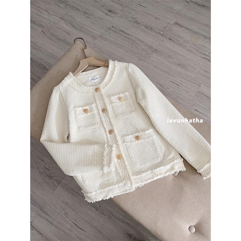 Áo khoác nữ dạ Tweed tua hàng 2 lớp kèm ảnh thật - hàng có sẵn