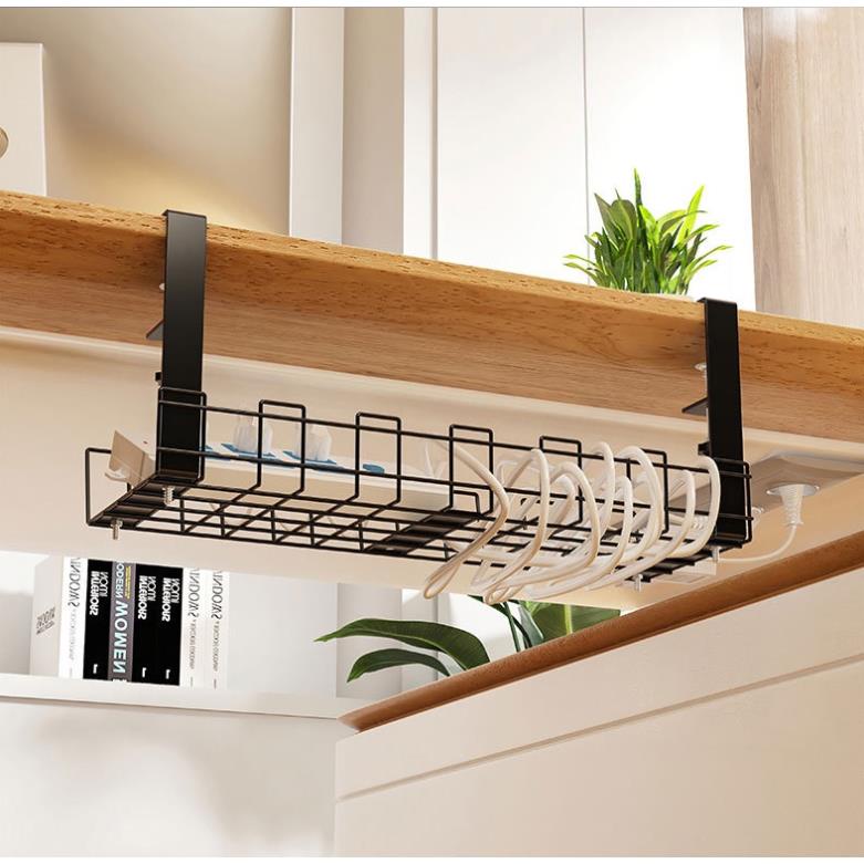 Giá treo đồ 33cm SOLANO giá đựng đồ gắn đáy bàn làm việc, bàn học đựng đồ công nghệ, củ sạc đa năng HG-001411