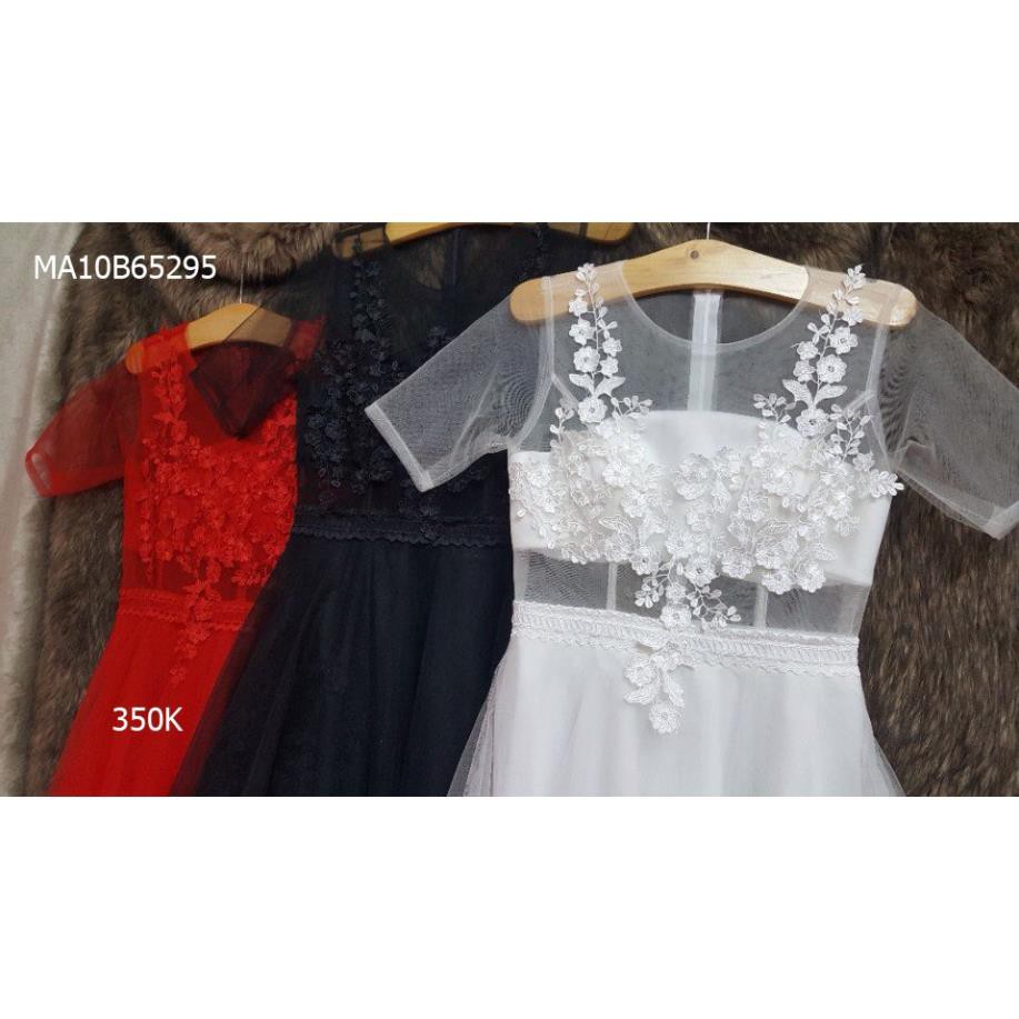 Đầm xoè ren lưới đính hoa cao cấp [Hàng shop]