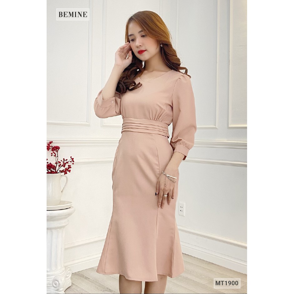 Đầm tay lỡ đuôi cá cột eo BEMINE MT1900NAU | BigBuy360 - bigbuy360.vn