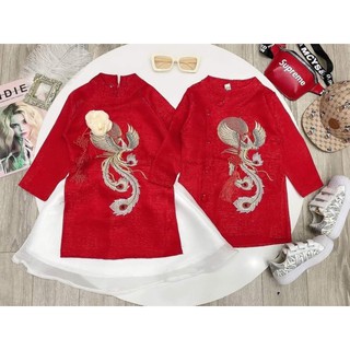 Set áo dài gấm phượng hoàng cho bé trai/ bé gái S0061