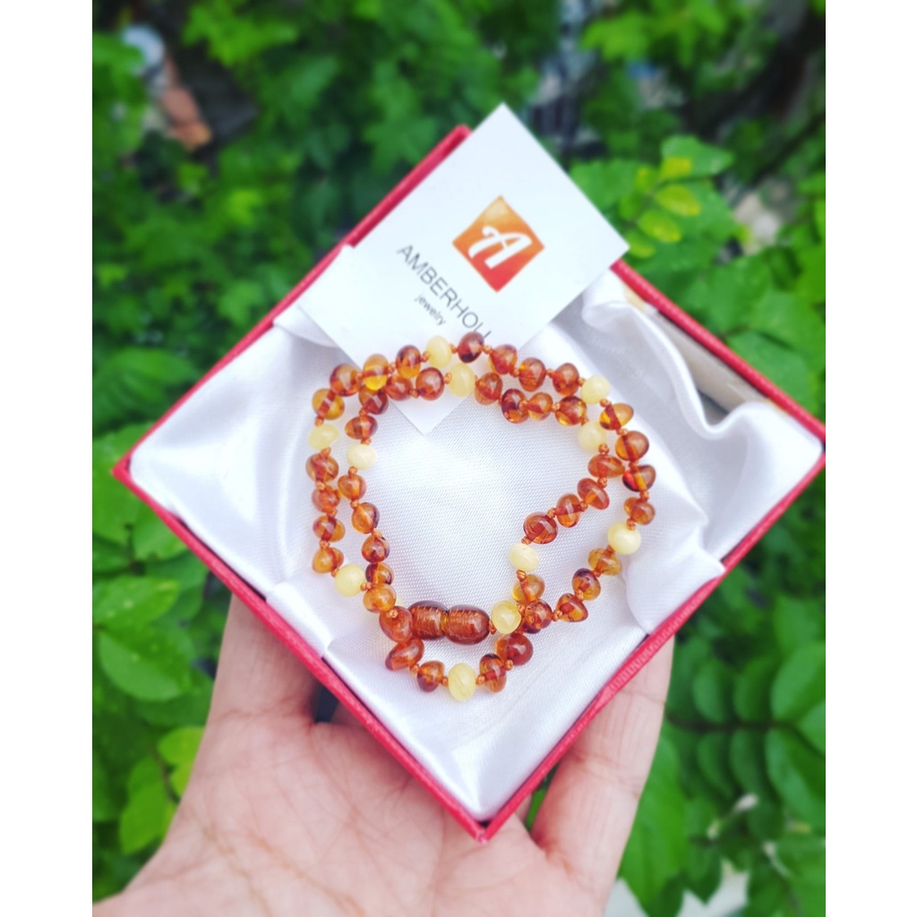 Vòng cổ hổ phách Baltic Nga cho trẻ sơ sinh đến tiểu học