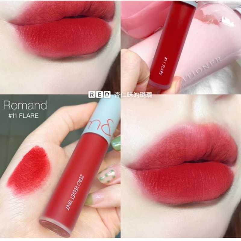 Son Kem Lì Romand Zero Velvet Tint Màu 11 Flare (Đỏ gạch) Chính Hãng