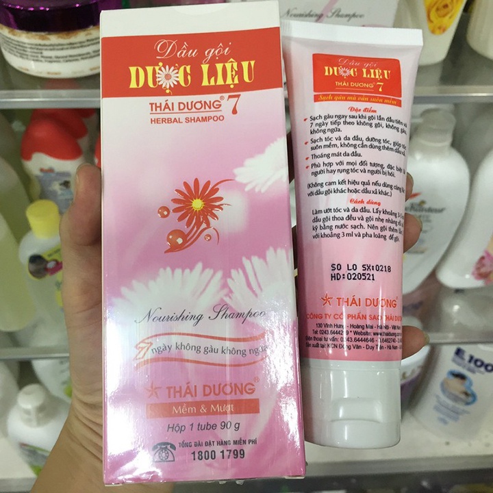 Dầu Gội Dược Liệu Thái Dương 7 Hồng Tuýp 90g / Dây 40 Gói  Tiện Lợi