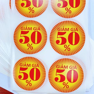Tem khuyến mãi, giảm giá 50% kích thước 40*40mm gồm 50 tờ (500 tem)