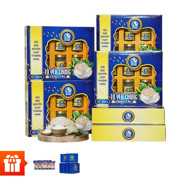 Combo 5 Hộp Tổ Yến Chưng Đường Phèn SCNEST 15% kèm 5 túi xách cao cấp SCNEST