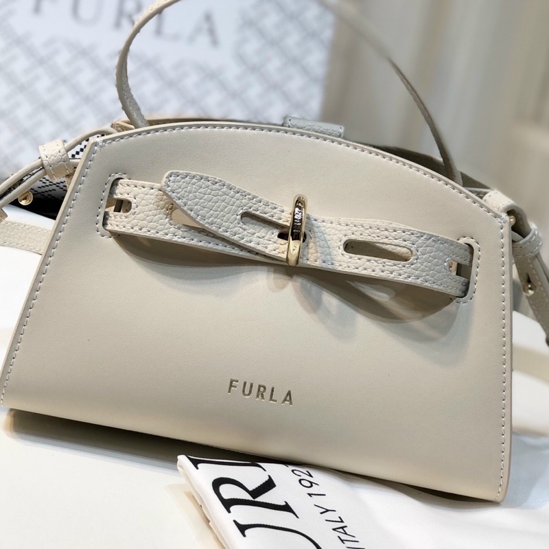 TNS - Túi xách da mềm thắt nơ Fulia mini top handle-màu trắng kem