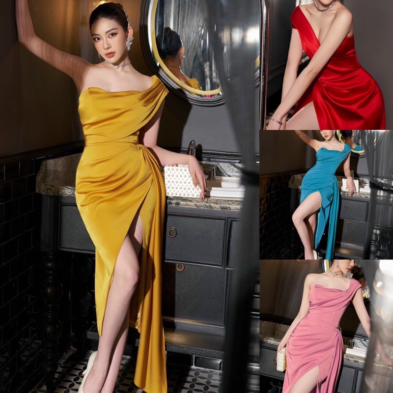 Đầm maxi body lệch vai bèo sang trọng TRIPBLE T DRESS -MS80V