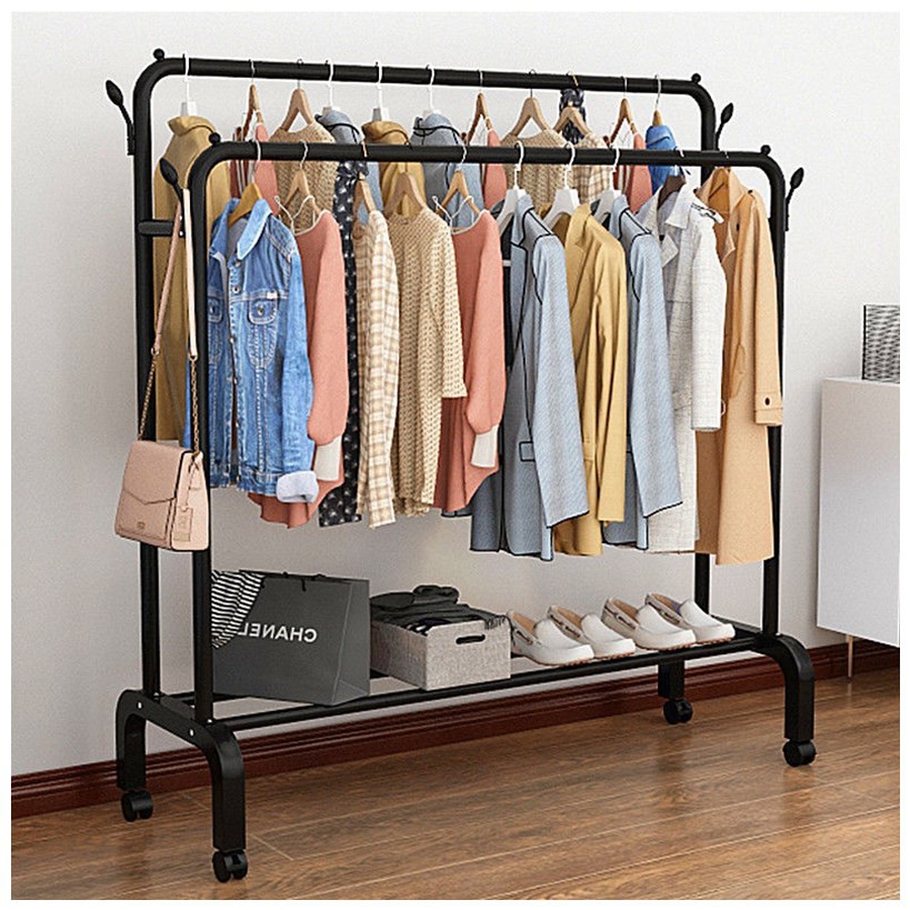 [𝐅𝐫𝐞𝐞𝐬𝐡𝐢𝐩] Giá treo quần áo, để giày sơn đen CAO CẤP, CHỐNG HAN GỈ VANDO