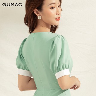 Đầm nữ phối lá cổ trắng DA1108 GUMAC
