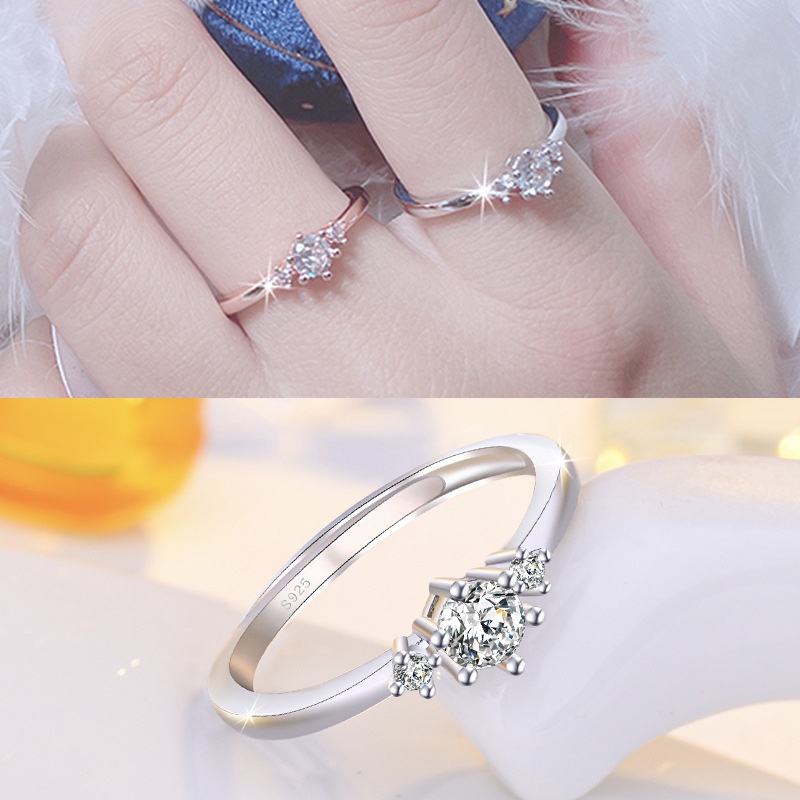 Nhẫn Hở Mạ Bạc 925 Hình Vương Miện Đính Đá Zircon
