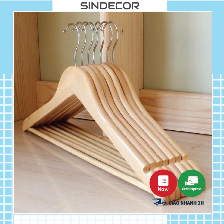 Móc Gỗ Vàng Thanh Ngang - Móc Treo Quần Áo (1 móc) Sindecor