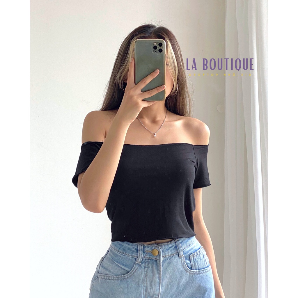 ÁO Trễ Vai Tay Ngắn Ôm Body Nữ LA BOUTIQUE