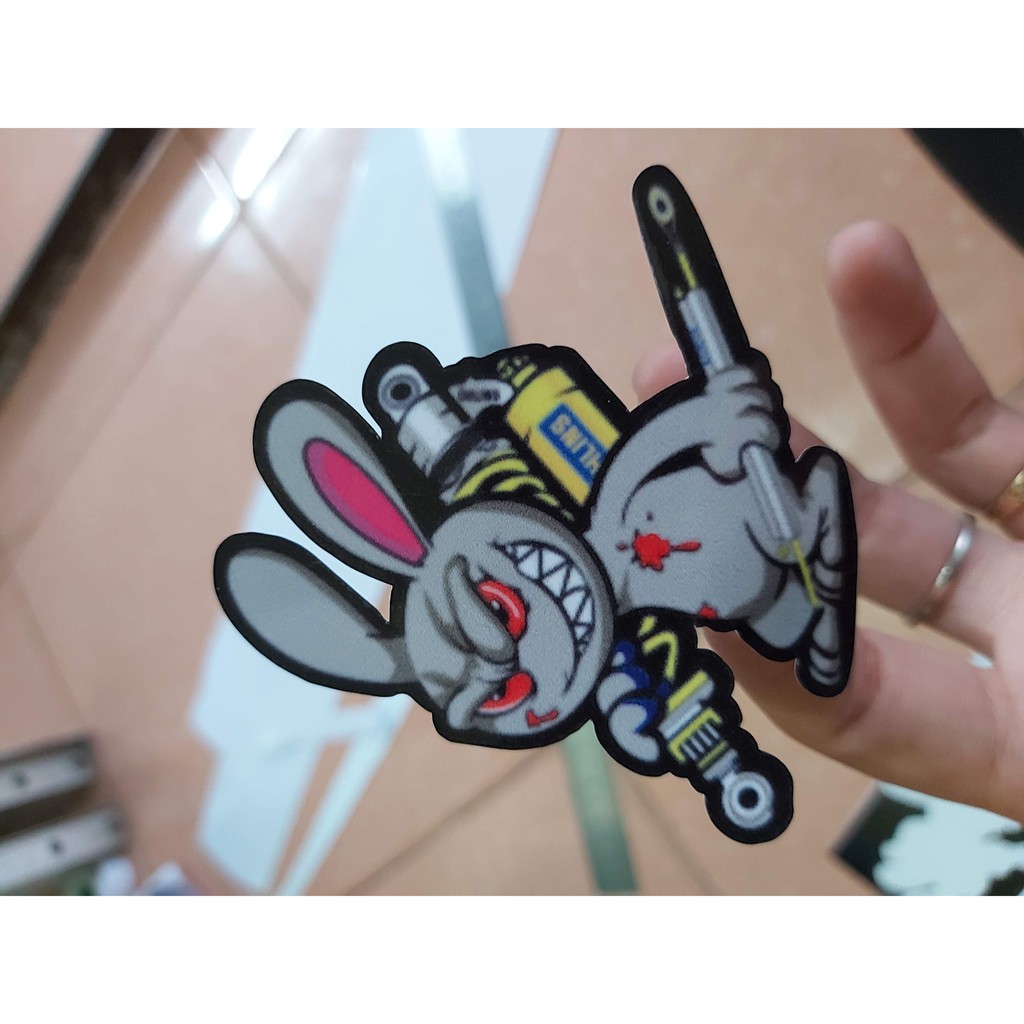 Tem Sticker Decal Thỏ Ohlins Dán Xe, Nón Giá Rẻ