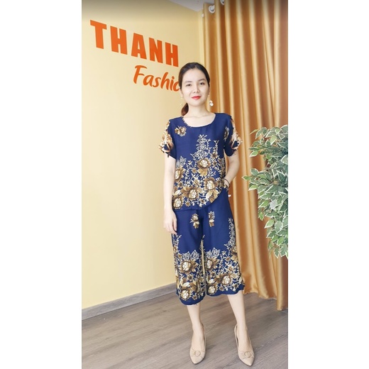 Bộ đồ mặc nhà nữ - Thời trang DENI chất Tole thái mềm mại không nhăn co rút họa tiết đẹp mã 1432